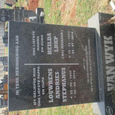 WYK Louwrens Andries Stephanus, van 1930-2016 &amp; Heilda L.H.K.P. MINNAAR 1933-2019