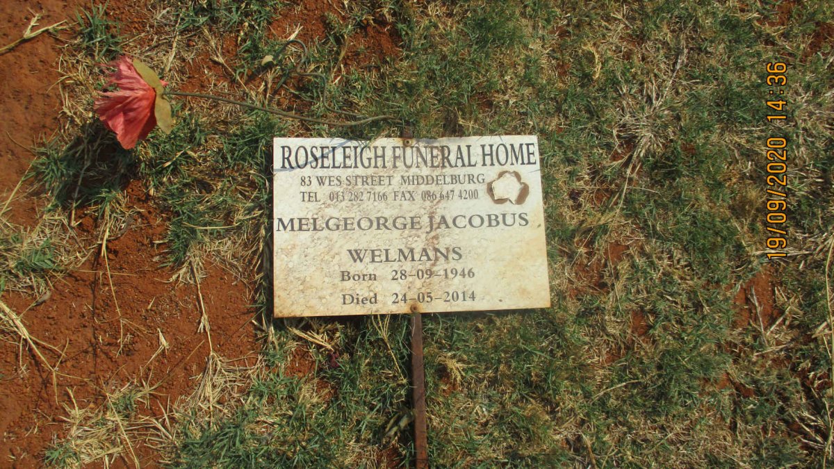 WELMANS Melgeorge Jacobus 1946-2014