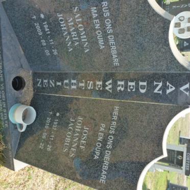 WESTHUIZEN Josef Johannes Jacobus, van der 1937-2010 &amp; Salomina Maria Johanna 1941-2009