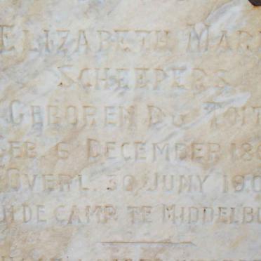 SCHEEPERS Elizabeth Maria nee DU TOIT 1860-1901 #@