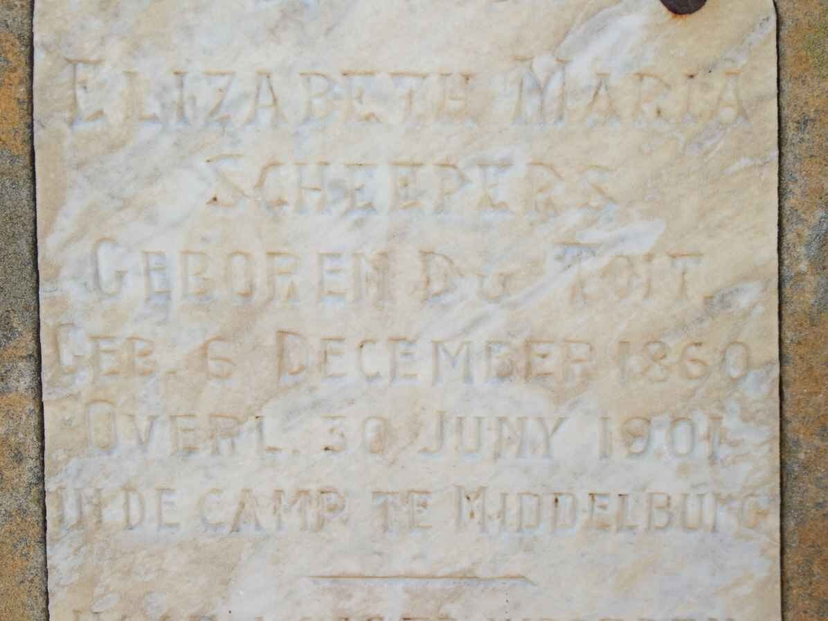 SCHEEPERS Elizabeth Maria nee DU TOIT 1860-1901 #@