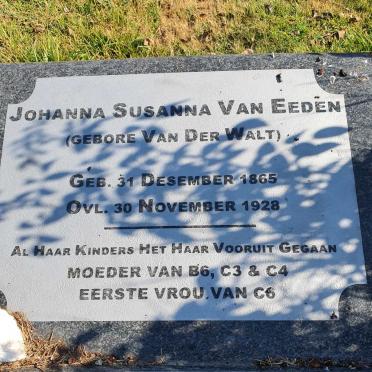 EEDEN Johanna Susanna, van nee VAN DER WALT 1865-1928