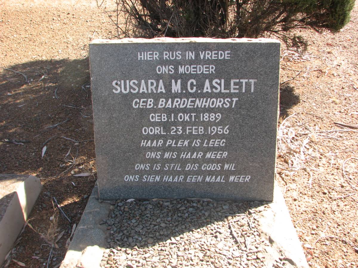 ASLETT Susara M.C. nee BARDENHORST 1889-1956