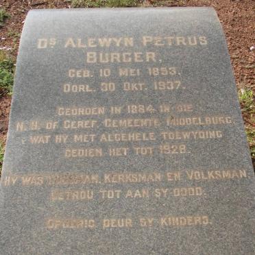 BURGER Alewyn Petrus 1853-1937