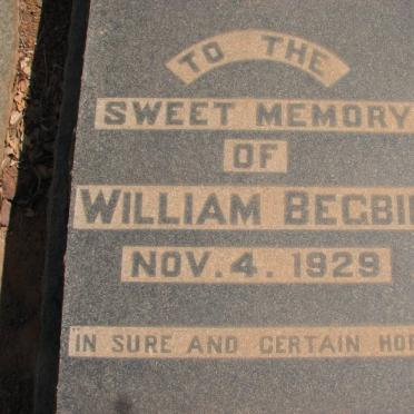 BEGBIE William -1929