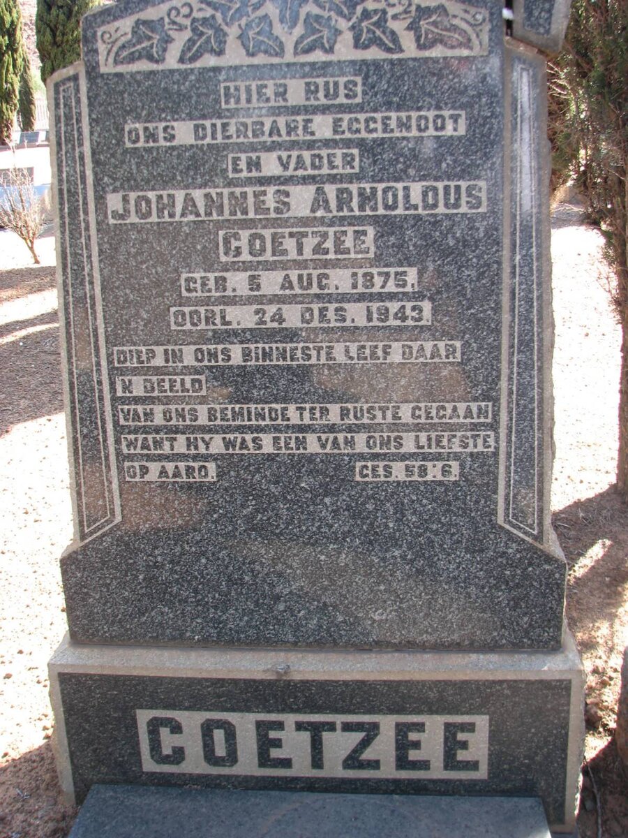 COETZEE Johannes Arnoldus 1875-1943