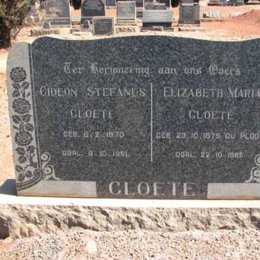 CLOETE Gideon Stefanus 1870-1951 &amp; Elizabeth Maria DU PLOOY 1875-1965