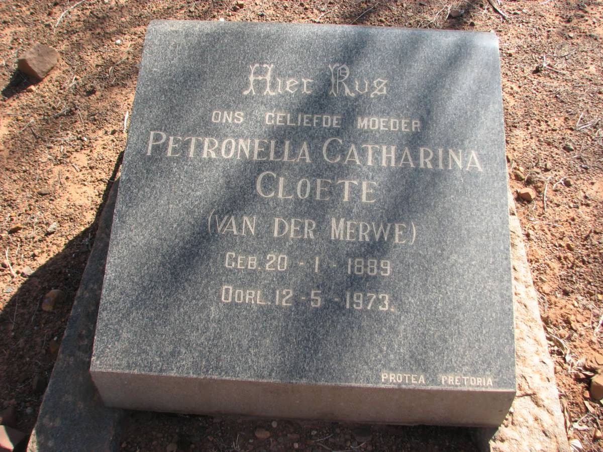 CLOETE Petronella Catharina nee VAN DER MERWE 1889-1973