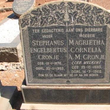 CRONJE Stephanus Engelbertus 1876-1953 &amp; Magrietha Cornelia A.M. WELKEN 1885-1962