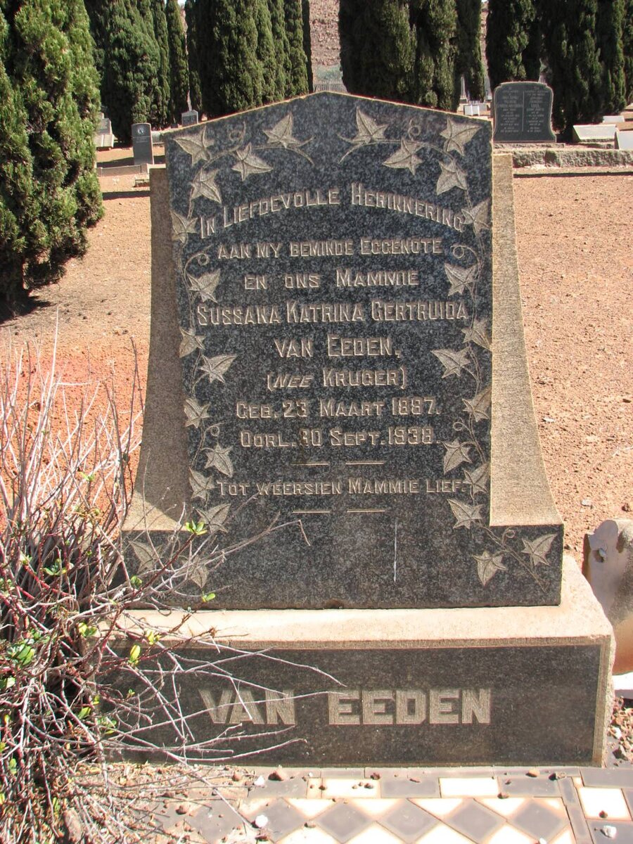 EEDEN Christiaan Daniel, van 1883-1945 & Sussana Katrina Gertruida, van nee KRUGER 1887-1938 #2