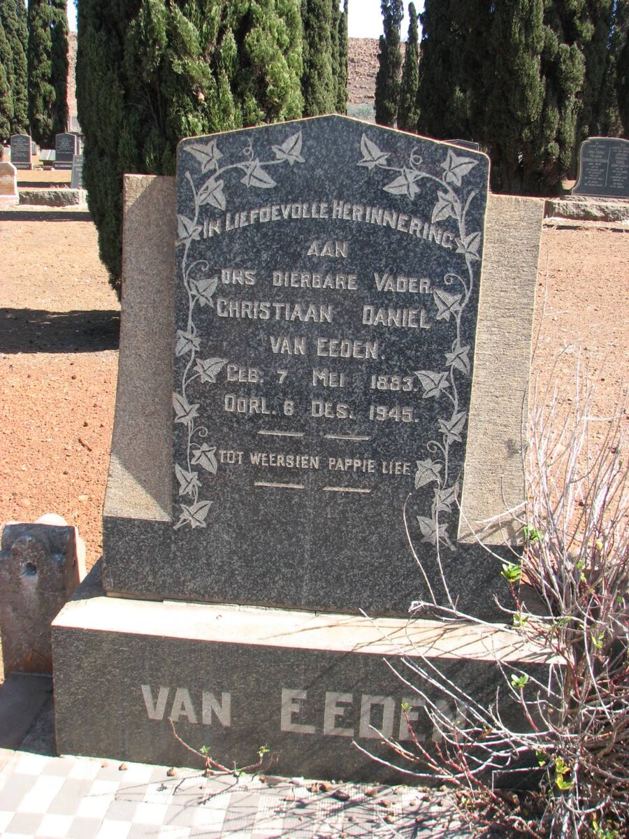EEDEN Christiaan Daniel, van 1883-1945 & Sussana Katrina Gertruida, van nee KRUGER 1887-1938 #1