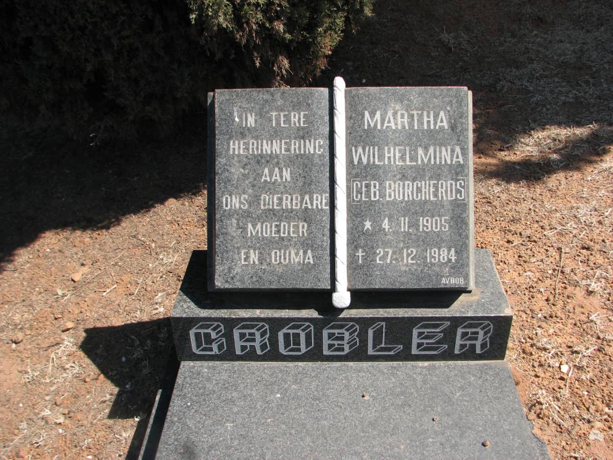 GROBLER Martha Wilhelmina nee BORCHERDS 1905-1984