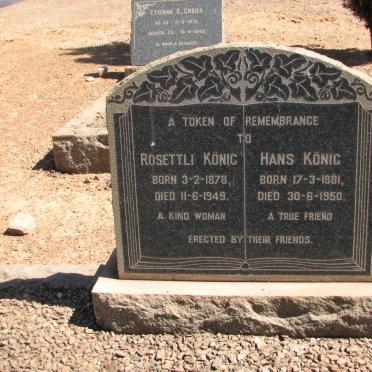 KÖNIG Hans 1881-1950 &amp; Rosettli 1878-1949