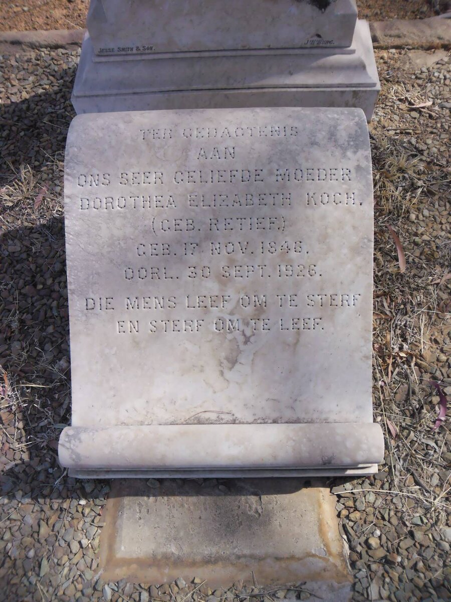 KOCH Dorothea Elizabeth nee RETIEF 1846-1926