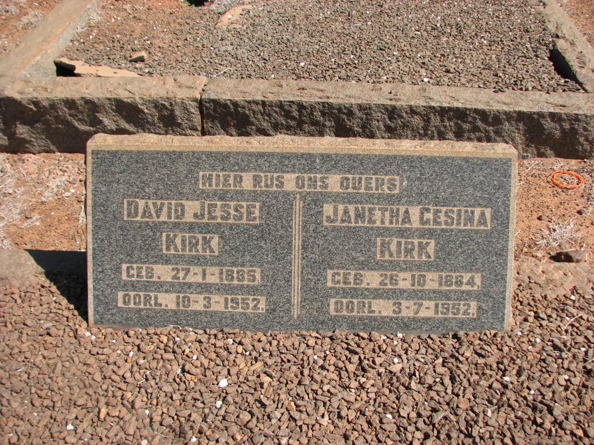 KIRK David Jesse 1885-1952 &amp; Janetha Gesina 1884-1952