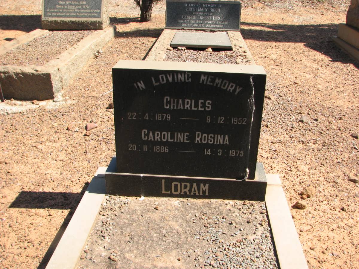 LORAM Charles 1879-1952 &amp; Caroline Rosina 1886-1975