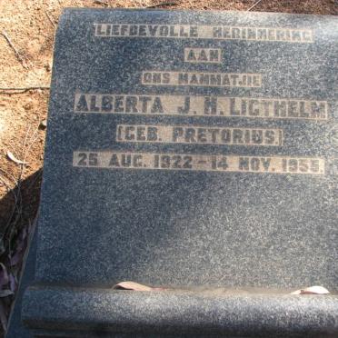 LIGTHELM Alberta J.H. nee PRETORIUS 1922-1955