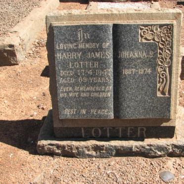 LOTTER Harry James -1947 &amp; Johanna S. 1887-1974