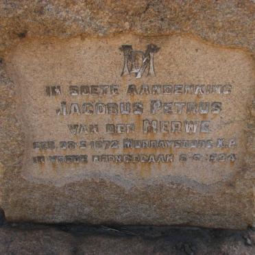 MERWE Jacobus Petrus, van der 1872-1934