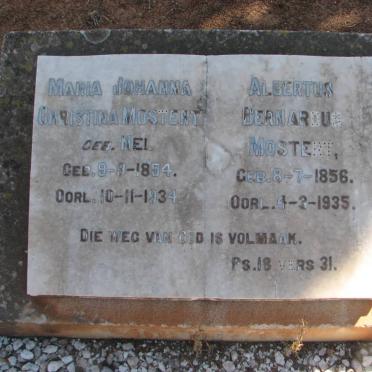MOSTERT Albertus Bernardus 1856-1935 &amp; Maria Johanna Christina NEL 1854-1934
