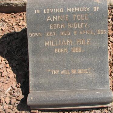 POLE William 1855- & Annie nee RIDLEY 1857-1936