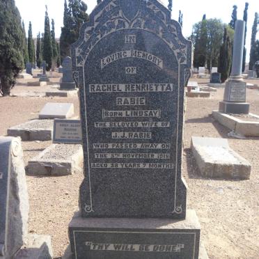 RABIE Rachel Henrietta nee LINDSAY -1918