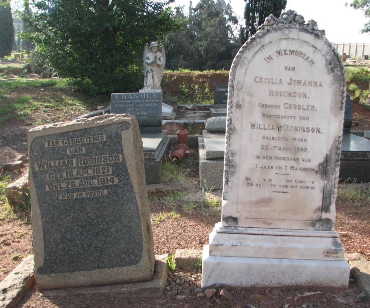 ROBINSON William 1821-1914 &amp; Cecilia Johanna GROBLER -1899