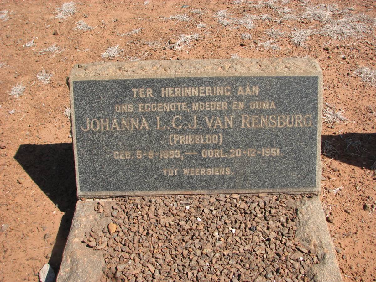 RENSBURG Johanna L.C.J. van nee PRINSLOO 1883-1951