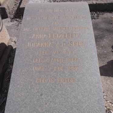 SPUY Anna Elizabeth Johanna, v.d. nee VAN WYK 1869-1957
