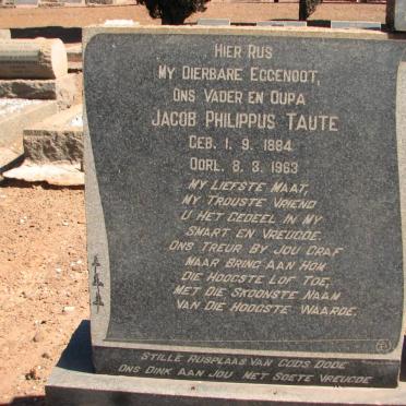 TAUTE Jacob Philippus 1884-1963 &amp; Alida Elizabeth Johanna GROBLER 1884-1966