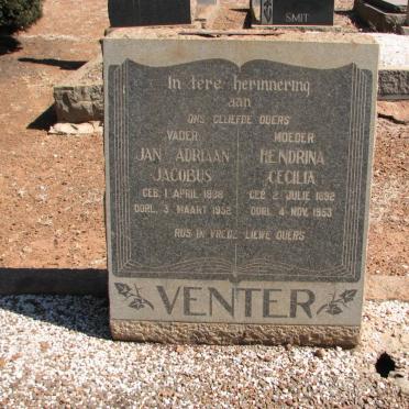 VENTER Jan Adriaan Jacobus 1888-1952 &amp; Hendrina Cecilia 1892-1953