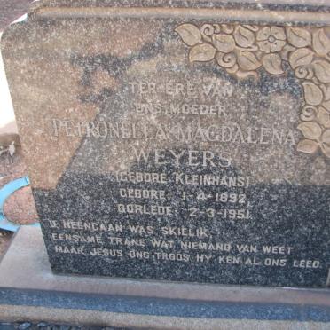 WEYERS Petronella Magdalena nee KLEINHANS 1892-1951