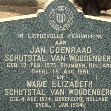 WOUDENBERG Jan Coenraad, Schutstal van 1875-1951 &amp; Marie Elizabeth 1874-1934 