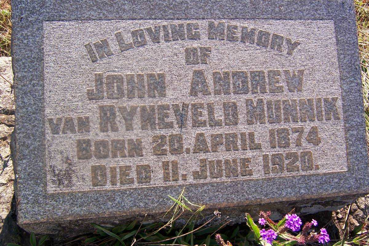 MUNNIK John Andrew van Ryneveld 1874-1920
