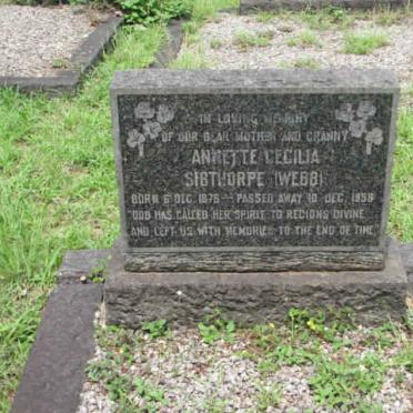 SIBTHORPE Annette Cecilia nee WEBB 1876-1958