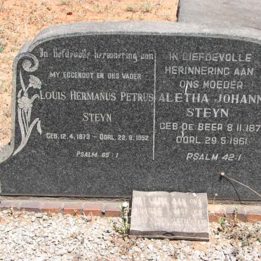 STEYN Louis Hermanus Petrus 1873-1952 &amp; Aletha Johanna DE BEER 1878-1961