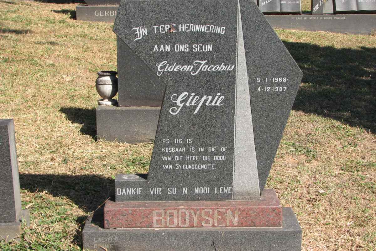 BOOYSEN Gideon Jacobus 1968-1987