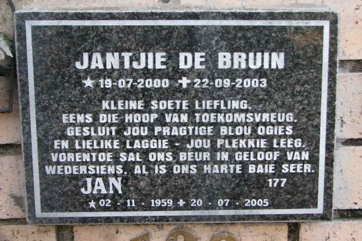 BRUIN Jan, de 1959-2005 :: DE BRUIN Jantjie 2000-2003