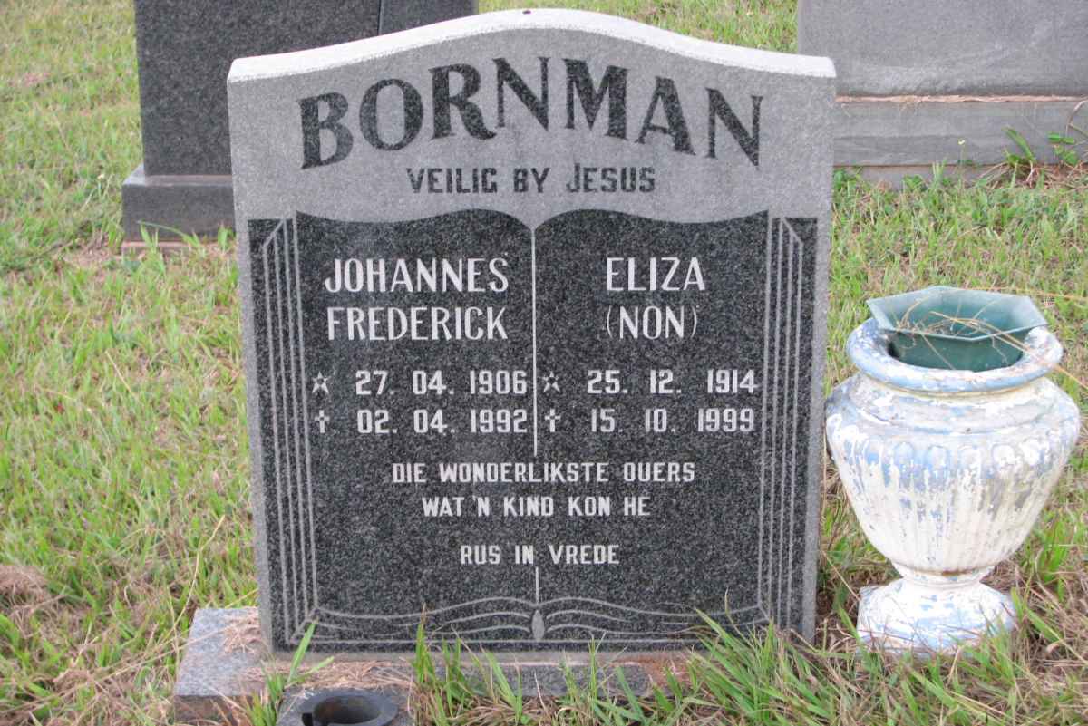 BORNMAN Johannes Frederick 1906-1992 &amp; Eliza 1914-1999