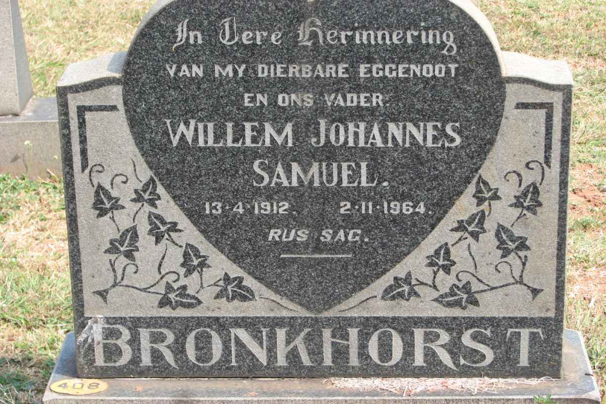BRONKHORST Willem Johannes Samuel 1912-1964