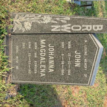 BROWN John 1909-1984 &amp; Johanna Magdalena VAN ASWEGEN 1912-