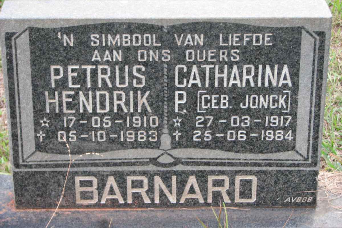 BARNARD Petrus Hendrik 1910-1983 &amp; Catharina P. JONCK 1917-1984