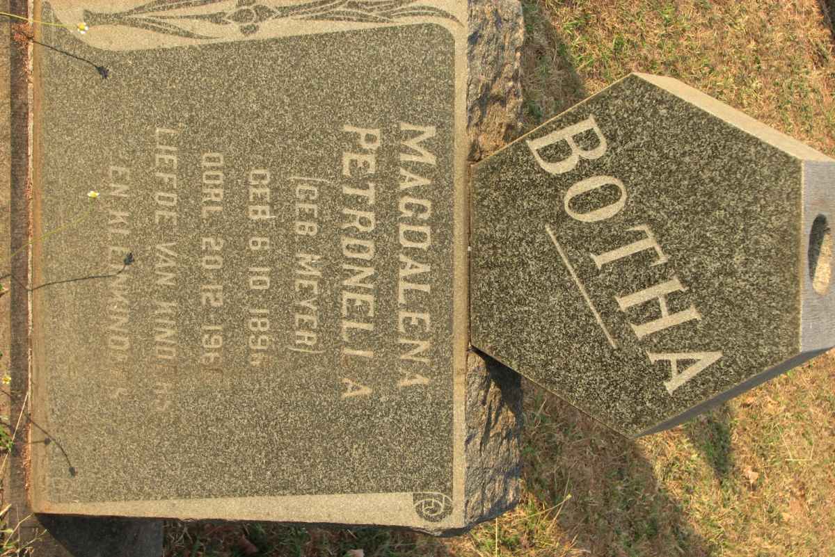 BOTHA Magdalena Petronella nee MEYER 1896-196?