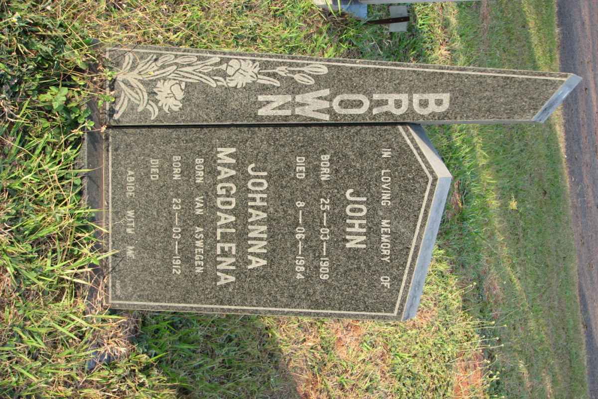 BROWN John 1909-1984 &amp; Johanna Magdalena VAN ASWEGEN 1912-