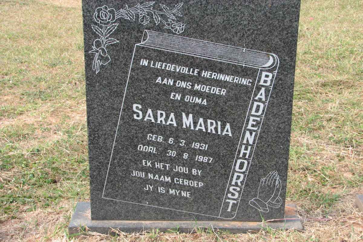 BADENHORST Sara Maria 1931-1987