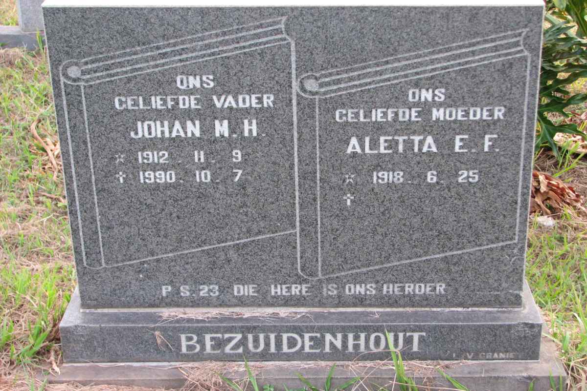 BEZUIDENHOUT Johan M.H. 1912-1990 &amp; Aletta E.F. 1918-