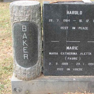BAKER Harold 1904-1969 &amp; Maria Catherina Aletta FAURE 1909-1991