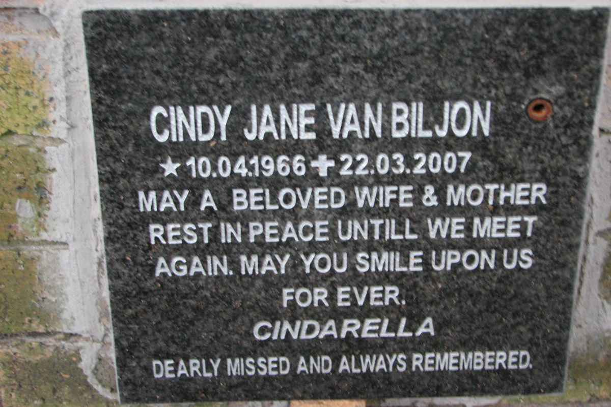 BILJON Cindy Jane, van 1966-2007