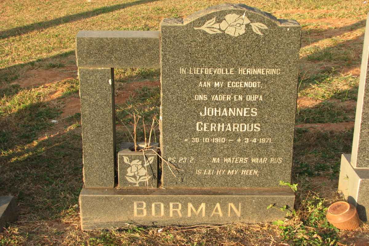 BORMAN Johannes Gerhardus 1910-1971