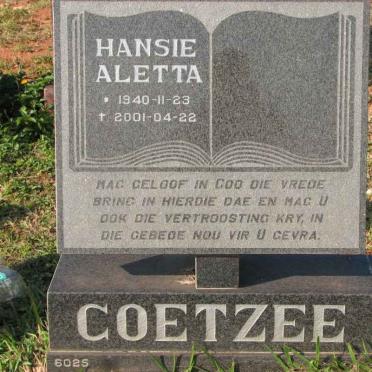 COETZEE Hansie Aletta 1940-2001